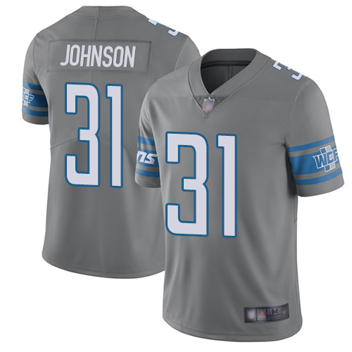 Detroit Lions Limited Steel Youth Ty Johnson Jersey NFL Football #31 Rush Vapor Untouchable->youth nfl jersey->Youth Jersey